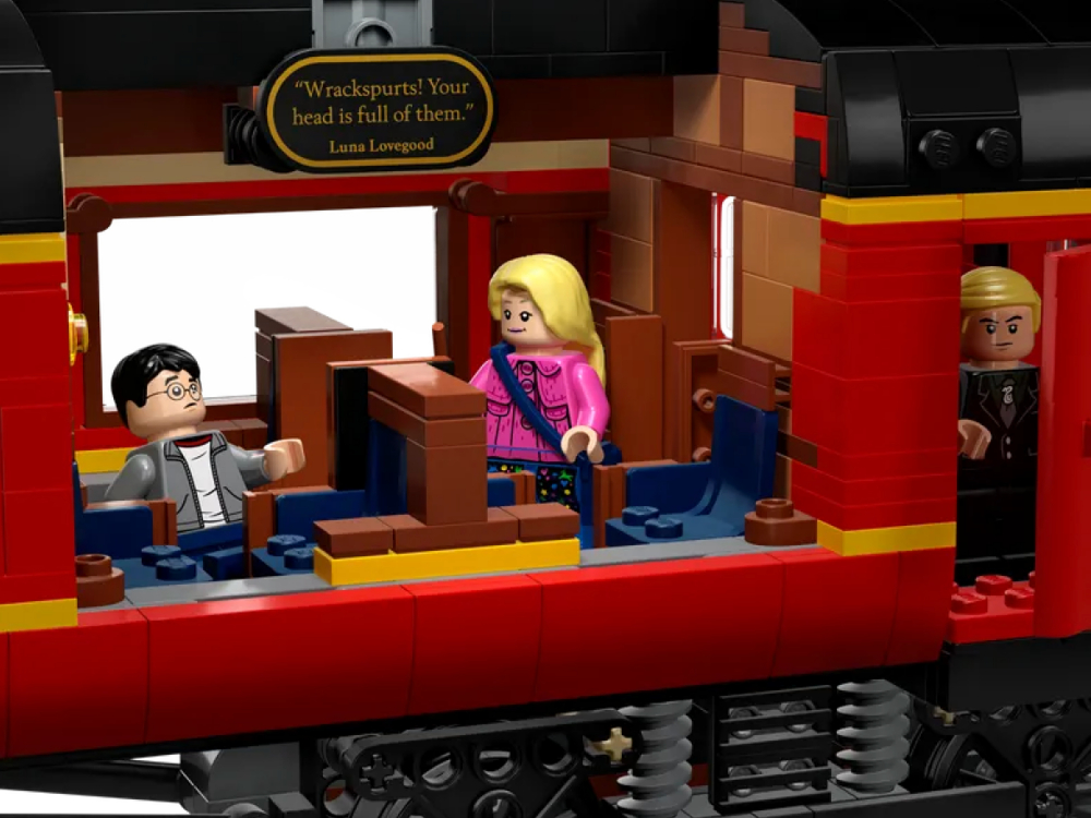 A section of the Hogwarts Express LEGO set that features Luna and Harry from “Harry Potter and the Order of the Phoenix.”