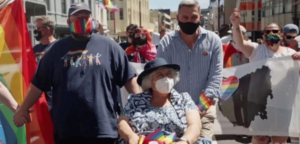 Miriam Margolyes attends pride event in Hobart, Tasmania.