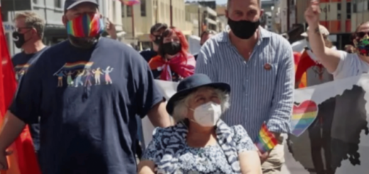 Miriam Margoyles attends her first Pride Parade.