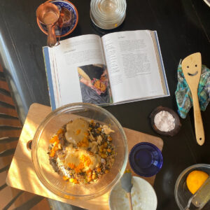A photo from Bonnie Wright's interview with CAP Beauty features a recipe from her book, "Go Gently."