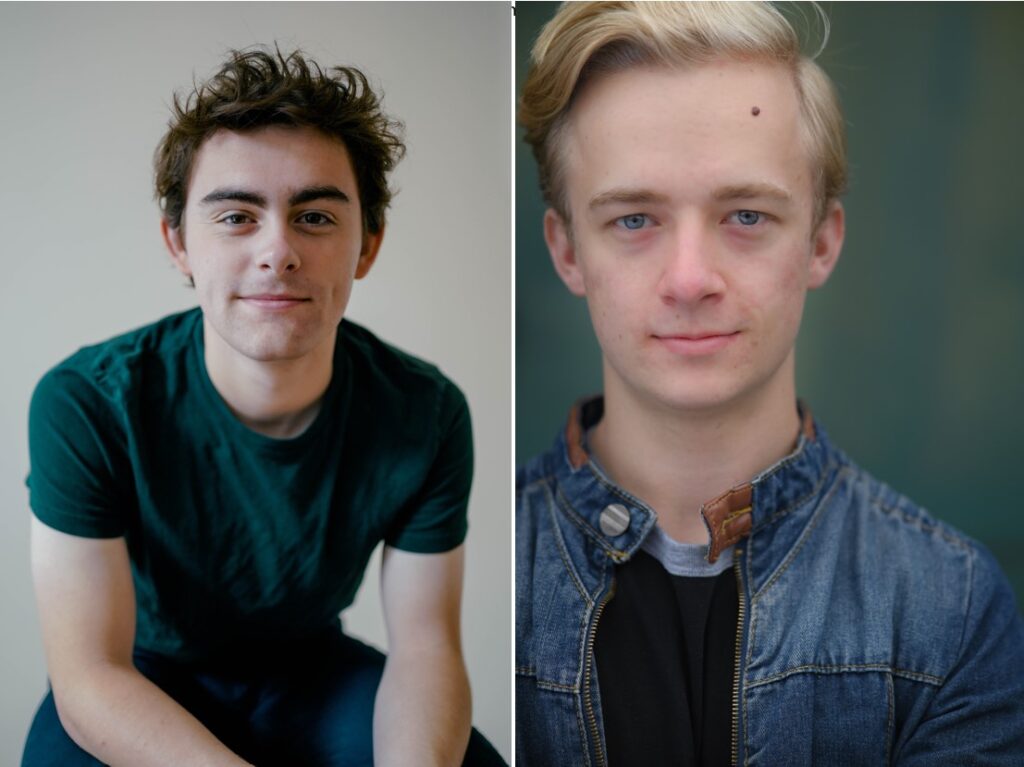 On the left is Joel Myers playing the new Albus Potter and Erik Peterson playing the new Scorpius Malfoy