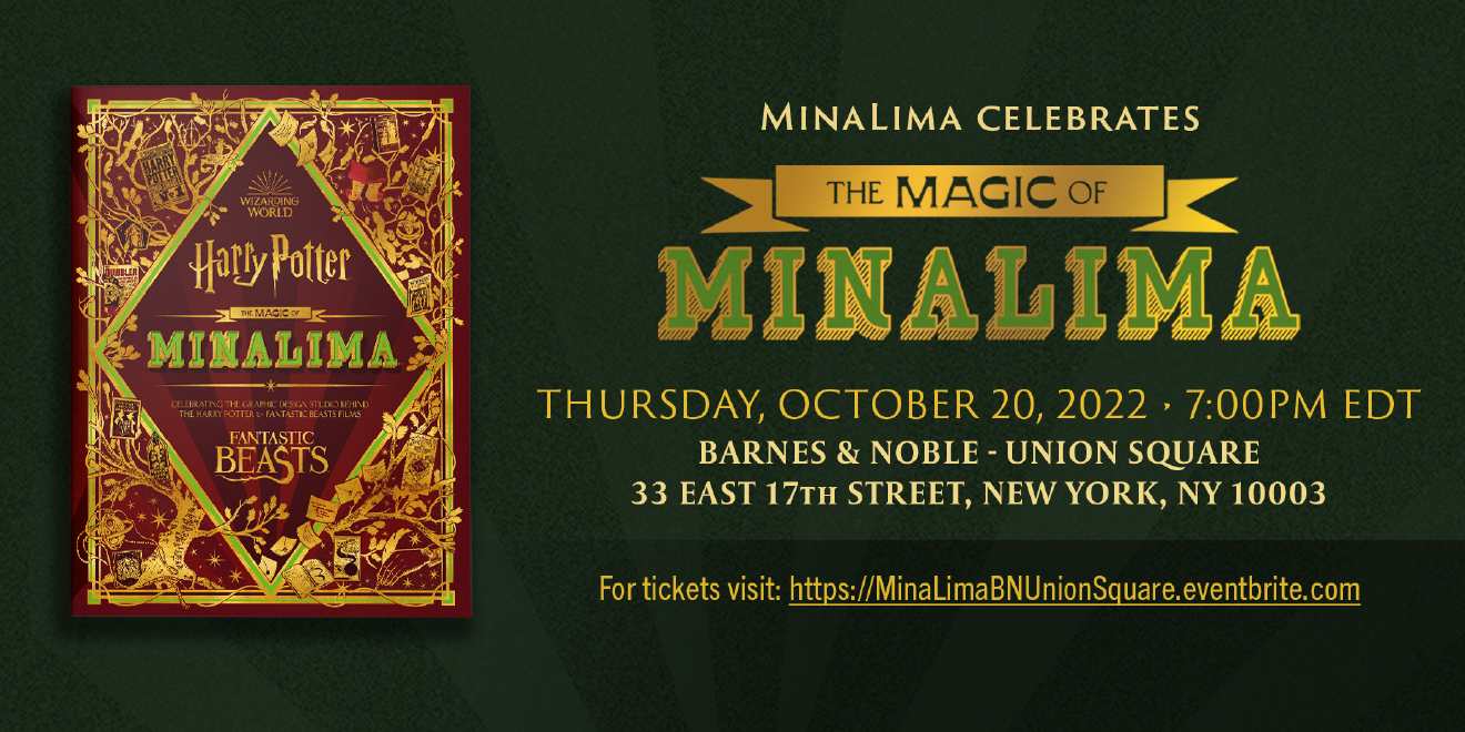 A poster for the Barnes & Nobel launch for of "The Magic of MinaLima."