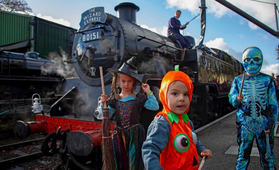 Kids are dressed up for Wizard Week at Watercress Line.