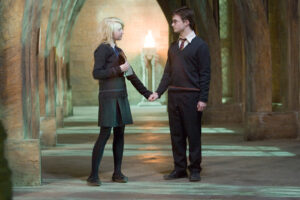 Luna Lovegood and Harry Potter in Hogwarts. 