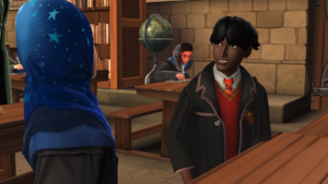 Hogwarts students interact in class in "Harry Potter: Hogwarts Mystery."