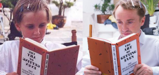 Tom Felton reading a book