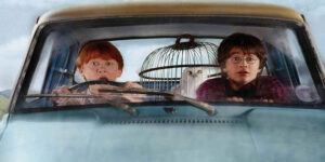 Flying Ford Anglia in Harry Potter and the Chamber of Secrets