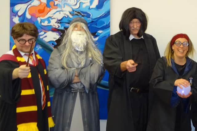 Teachers dressed up as Harry Potter characters