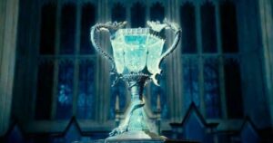 Triwizard Cup standing in the Great Hall.