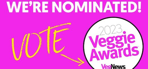 A graphic announcing the nomination for VegNews' 2023 Veggie Awards.