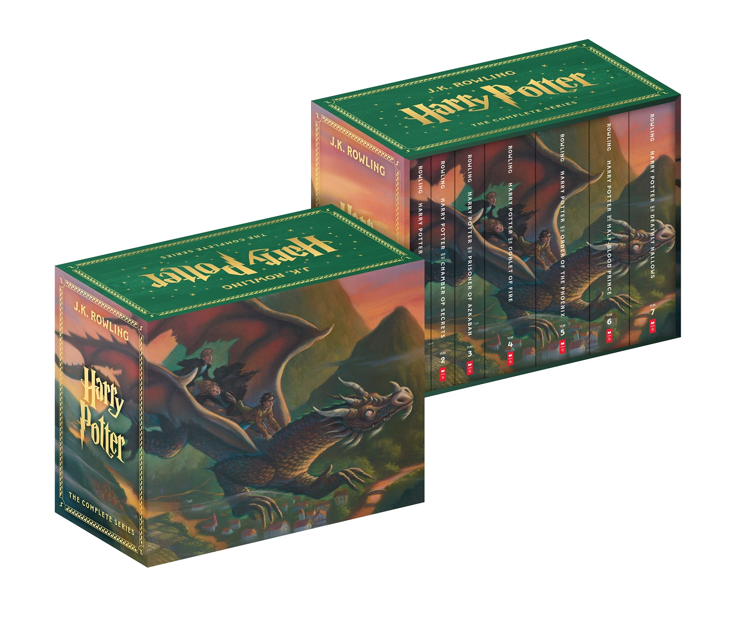 Scholastic "Harry Potter" 25th-anniversary boxed set, front and back