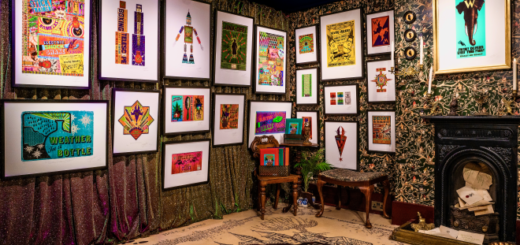 Weasleys' Wizard Wheezes prints are shown on display at House of MinaLima in London.
