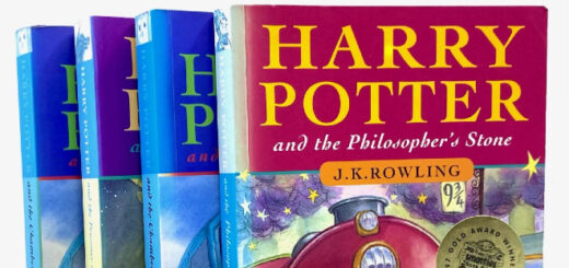 The two signed "Harry Potter" books and two unsigned first issue paperbacks (Source: Hansons Auctioneers)