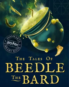 The new 2023 cover image for "The Tales of Beedle the Bard" from the Hogwarts Library collection.