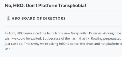 An image displays text from the page for the HP Fans Against Transphobia petition on Action Network.