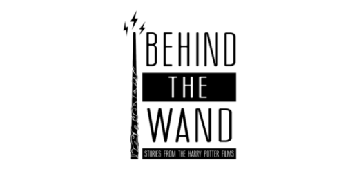 Behind the Wand podcast logo in black and white, with tagline: Stories from the Harry Potter Films