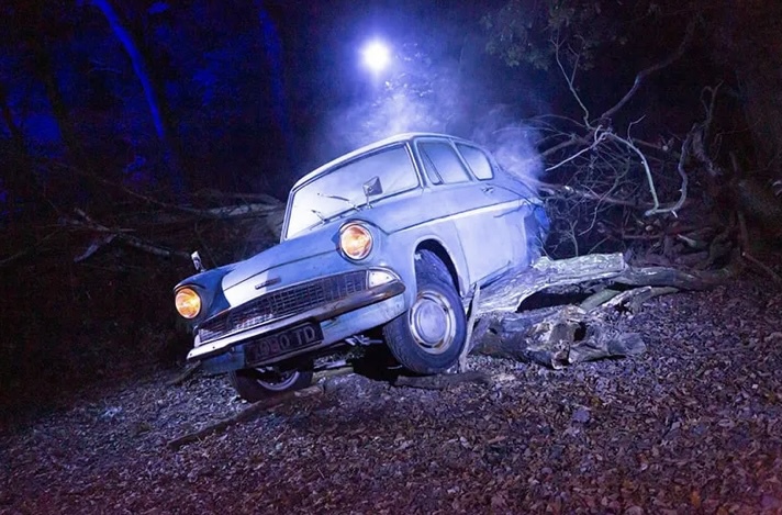 Mr. Weasley's flying Ford Anglia at Harry Potter: A Forbidden Forest Experience