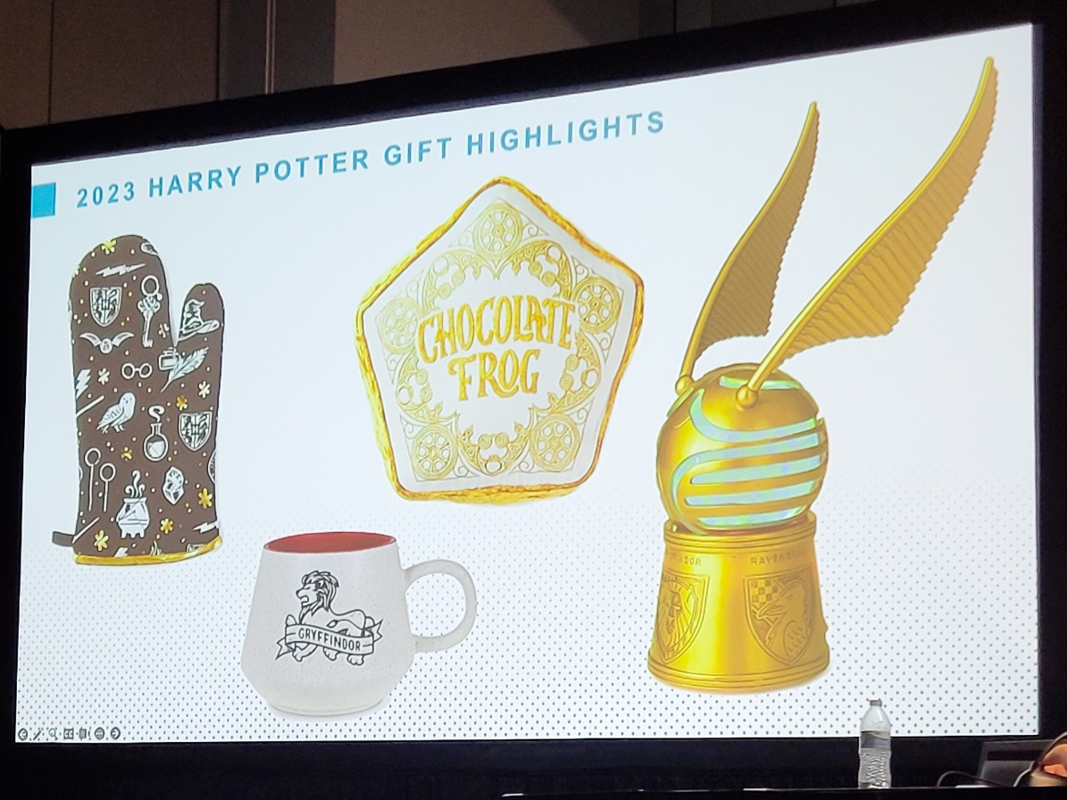 presentation slide showing 2023 Harry Potter gift highlights