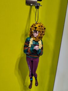 ornament of Luna Lovegood in lion hat