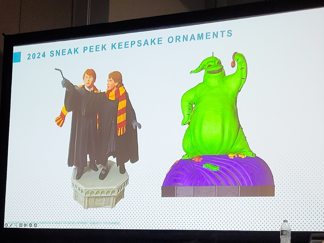 presentation slide showing 2024 sneak peek Keepsake Ornaments