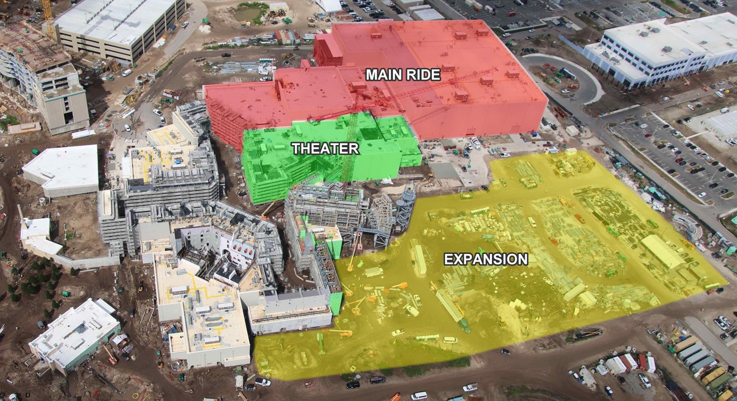 Main ride, theater, and expansion areas within Epic Universe’s Wizarding World (Source: Orlando Park Stop)
