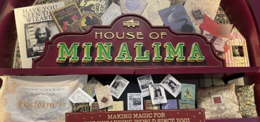 A sign for House of MinaLima's new pop-up shop in Universal Orlando Resort's CityWalk features graphic art from the "Harry Potter" movies. Included are several "Wanted" posters, textbook covers, and a chocolate frog box.