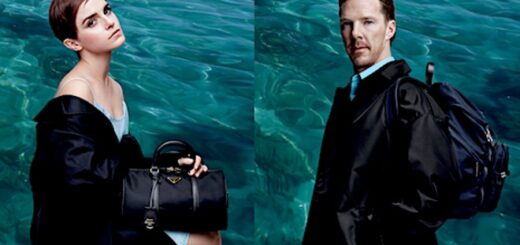 Emma Watson and Benedict Cumberbatch pose individually in side-by-side shots modelling Prada's newest collection.