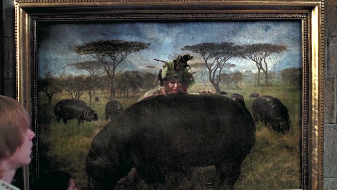 The Fat Lady hiding behind a hippo within a portrait that is not her own