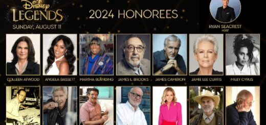 An image featuring all the honorees for 2024's Disney Legends Awards, including John Williams and Colleen Atwood.