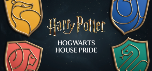graphic reading "Harry Potter Hogwarts House Pride" with House crests