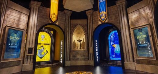 A picture of the Hufflepuff and Ravenclaw doorways at "Harry Potter; The Exhibition" in New York.