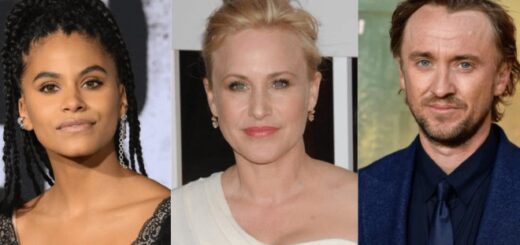 Side-by-side photos of Zazie Beetz, Patricia Arquette, and Tom Felton.