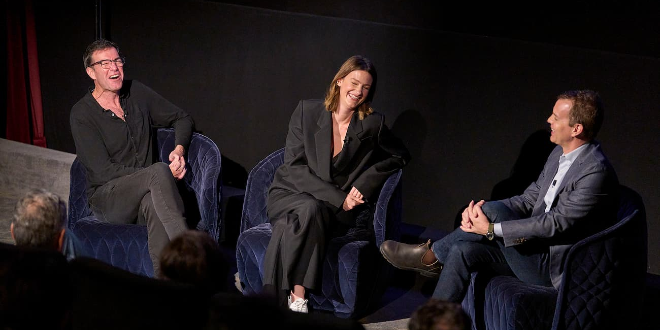 Mark Mylod and Francesca Gardiner at an interview.