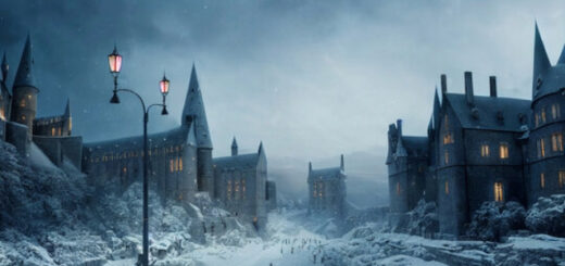 Hogsmeade during the winter.