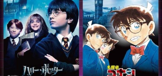 A poster of "Harry Potter and the Philosopher's Stone" film next to a reimagining using characters from the "Detective Conan" franchise.