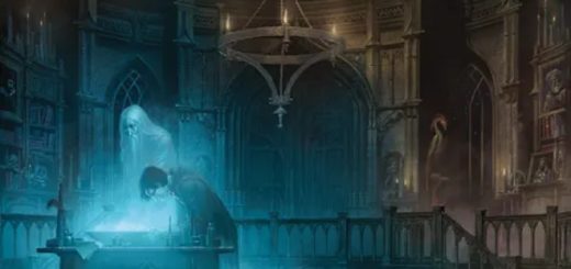 A sneak peek of Levi Pinfold’s illustrations from “Half-Blood Prince” showing Harry and Dumbledore looking into the Pensieve.