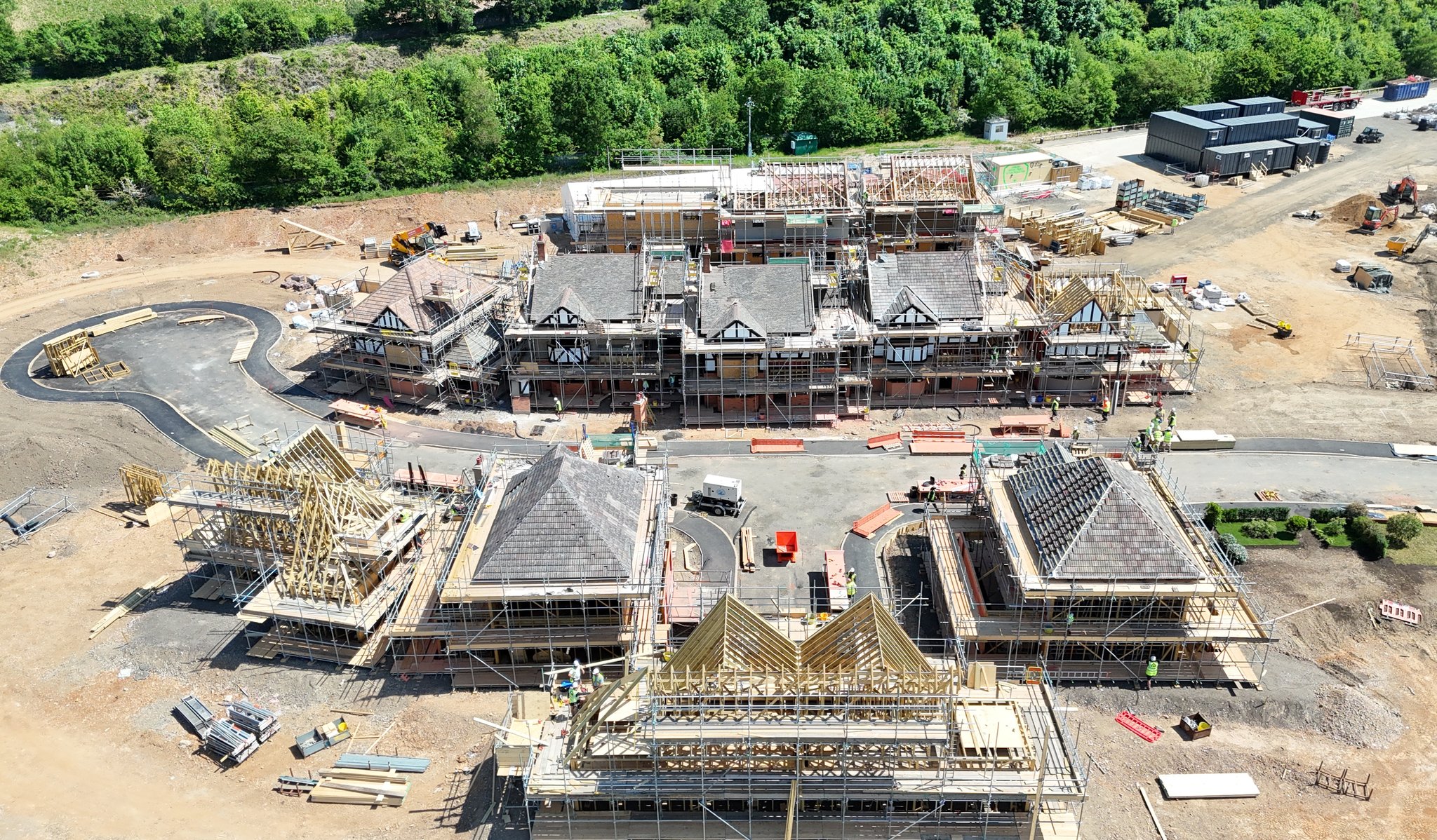 Tudor-style houses under construction