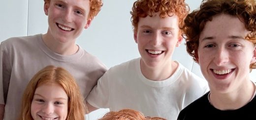 Tristan Harland, Gabriel Harland, Ruari Spooner, and Gracie Cochrane together smiling brightly