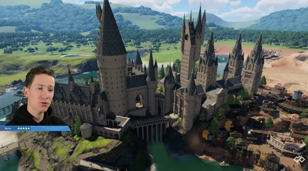 A screenshot of a video game version of Hogwarts Castle